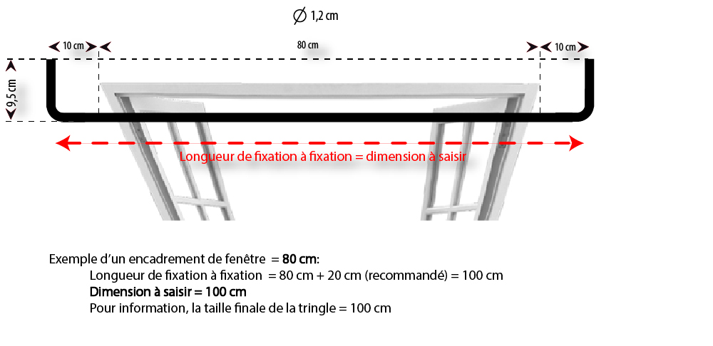 Tringle à Rideaux coudée petit modèle sur mesure en fer forgé