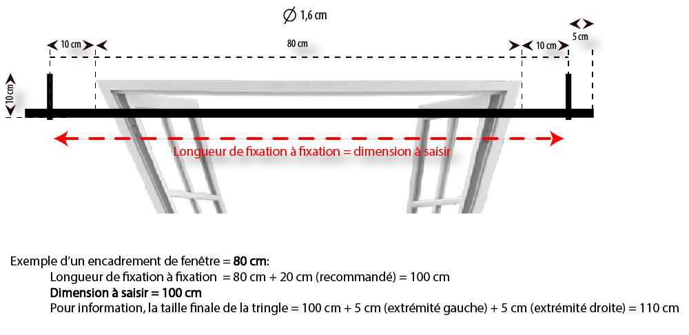 Tringle à Rideau en fer forgé main DROITE 100cm